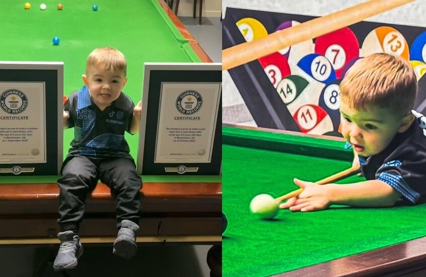 طفل بريطاني يبلغ عامين فقط يحقق رقمين قياسيين عالميين في البلياردو ويُسجل اسمه في موسوعة غينيس
