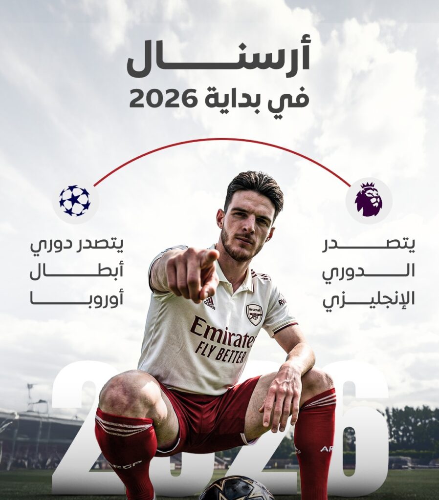 أرسنال يفتتح 2026 بصدارة الدوري الإنجليزي ودوري أبطال أوروبا