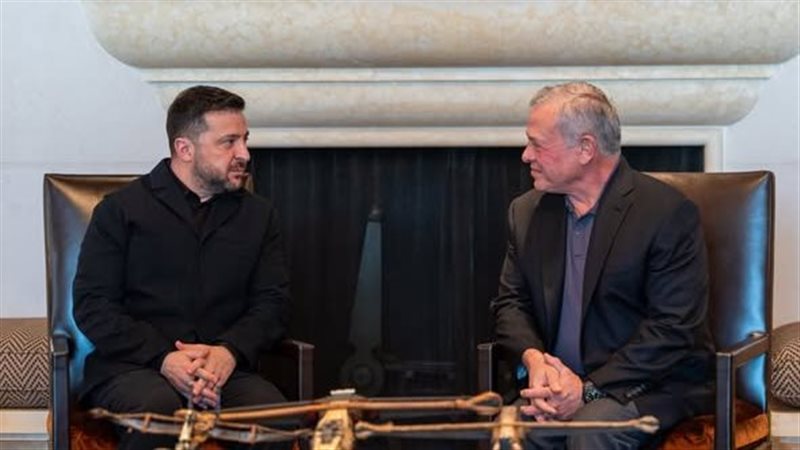 ملك الأردن يستقبل الرئيس الأوكراني فولوديمير زيلينسكي