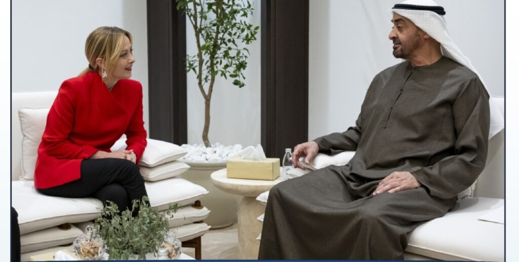 محمد بن زايد وميلوني: يبحثان الاعتداءات الإيرانية ويؤكدان دعم استقرار المنطقة