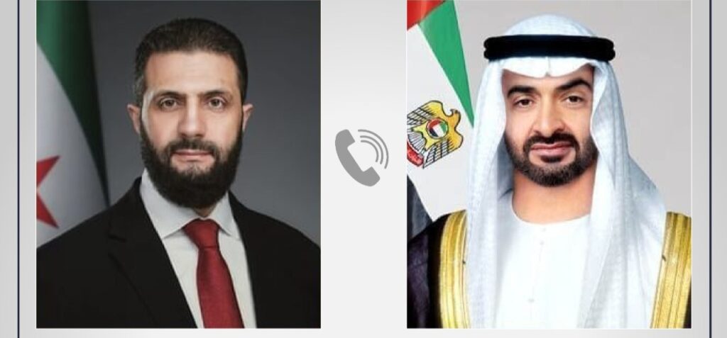 محمد بن زايد والشرع: يبحثان العلاقات الثنائية والتطورات الإقليمية