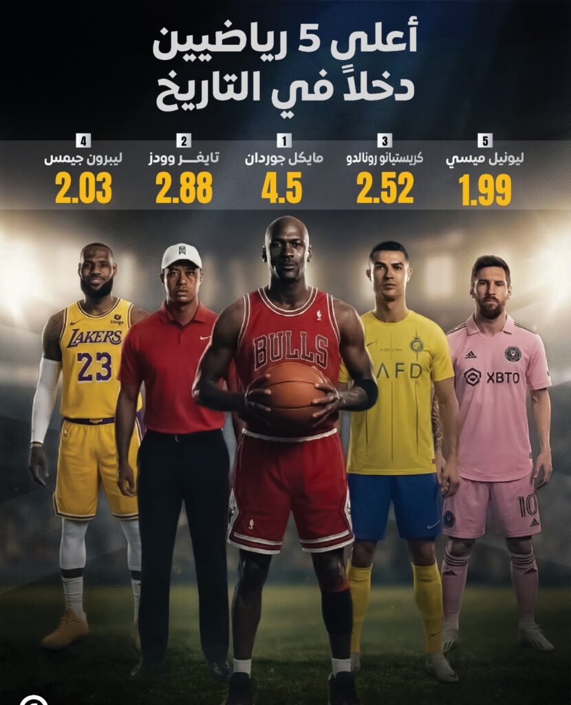 أعلى 5 رياضيين دخلًا في التاريخ.. مفاجآت في الصدارة