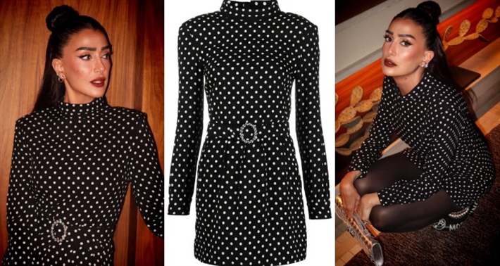 غادة عبد الرازق تخطف الأنظار بإطلالة أنيقة بفستان Polka Dots