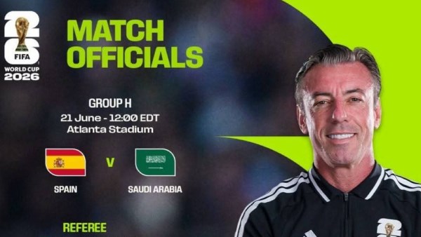 طاقم برازيلي لإدارة مباراة السعودية وإسبانيا في كأس العالم 2026