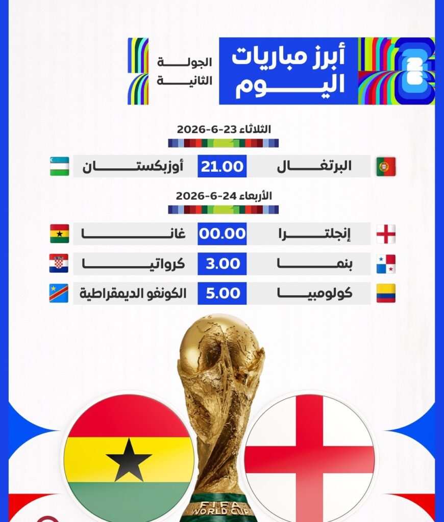 مواجهات نارية في الجولة الثانية لكأس العالم 2026.. قمة إنجلترا وغانا فجر الأربعاء