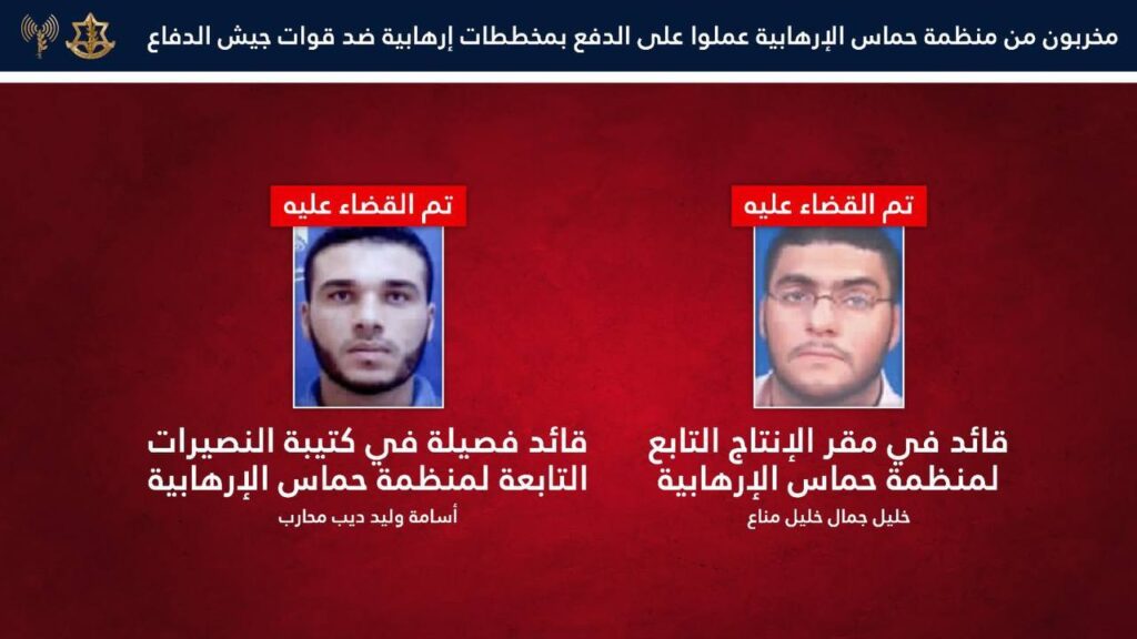 الجيش الإسرائيلي: مقتل قائد في مقر الإنتاج وقائد فصيلة بحركة حماس خلال غارتين في غزة